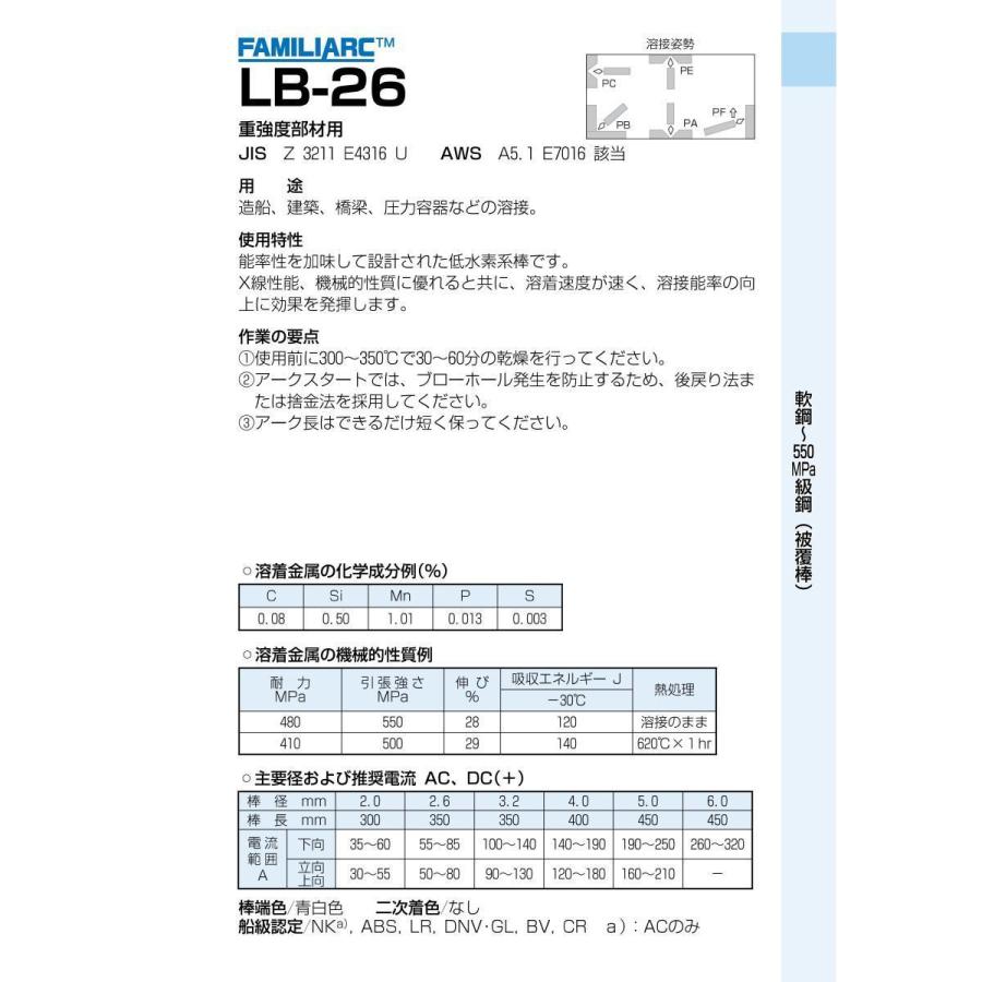 神戸製鋼 被覆アーク溶接棒 LB-26 4.0mm 5kg（小箱） : SA-net - 通販