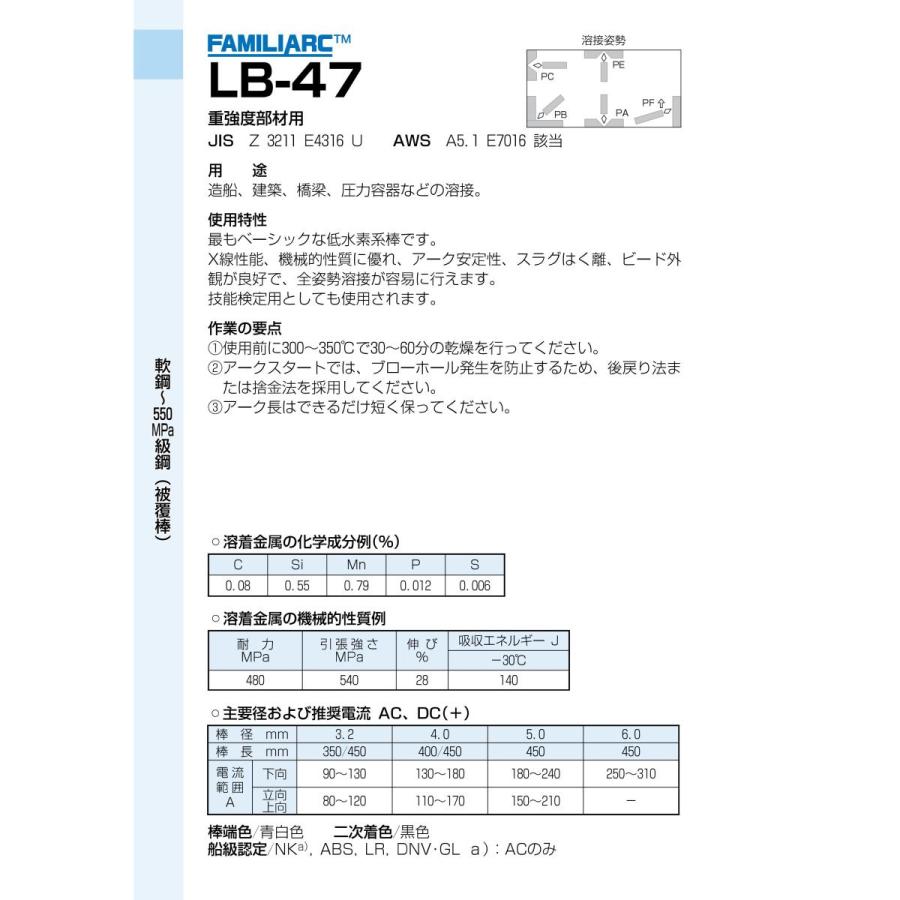 神戸製鋼 被覆アーク溶接棒 LB-47 3.2mm 5kg（小箱） :2-02-01-082:SA-net - 通販 - Yahoo!ショッピング