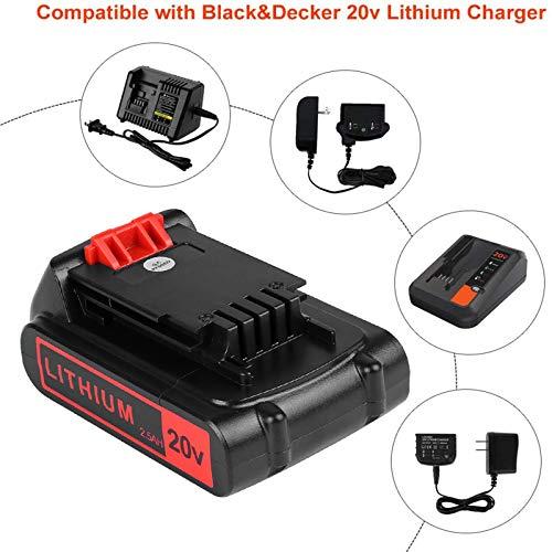 2パック黒とデッカー用電池交換20 v Max 2500 mAh、LBXR 20交換用電池