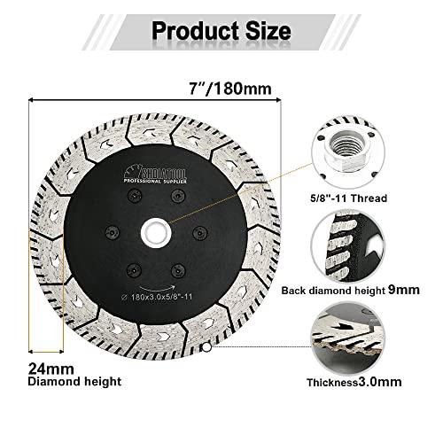 SHDIATOOL 7インチ御影石ターボ切断刃ツーインワンデザインカット