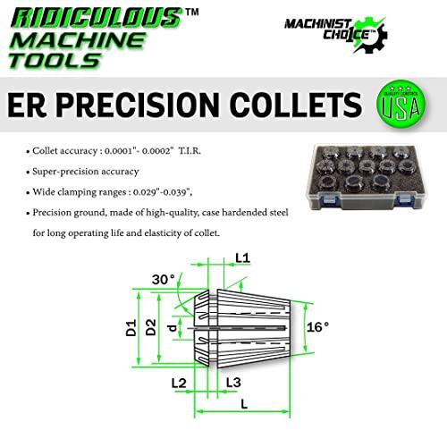 激安オンライン通販 ER 16高精度スプリングコレットSET 10ピース1 MM -10 mm (0.0003) T.I.R.Machinist Choice