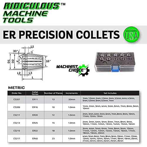 激安オンライン通販 ER 16高精度スプリングコレットSET 10ピース1 MM -10 mm (0.0003) T.I.R.Machinist Choice