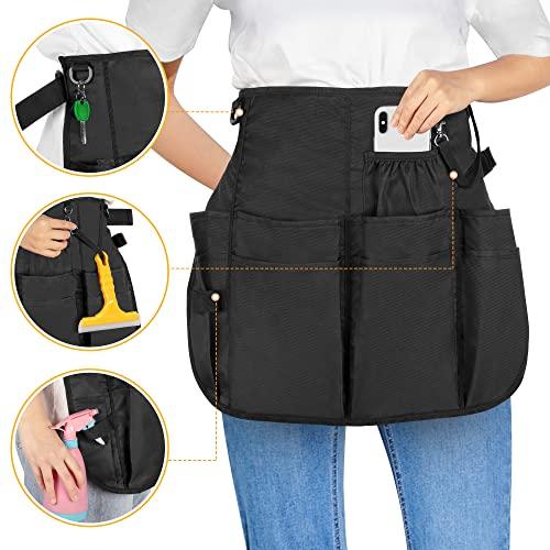 9つのポケットと調節可能なウエストベルト付きLoDridプロフェッショナルクリーニングエプロン、ハウスホテルの清掃作業用防水スピード