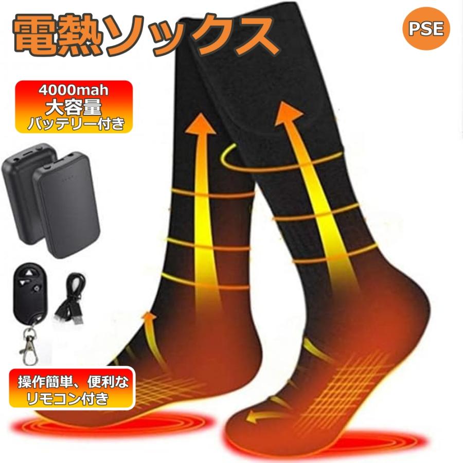 電熱ソックス 【 リモコン付き】ヒーターソックス 両面加熱 