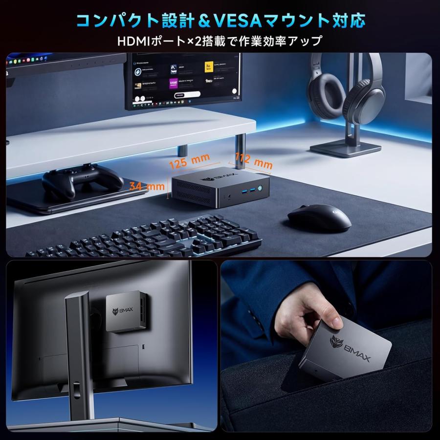 ミニPC Windows11 Pro搭載 Intel Celeron N4500 8GBメモリ 256GB SSD