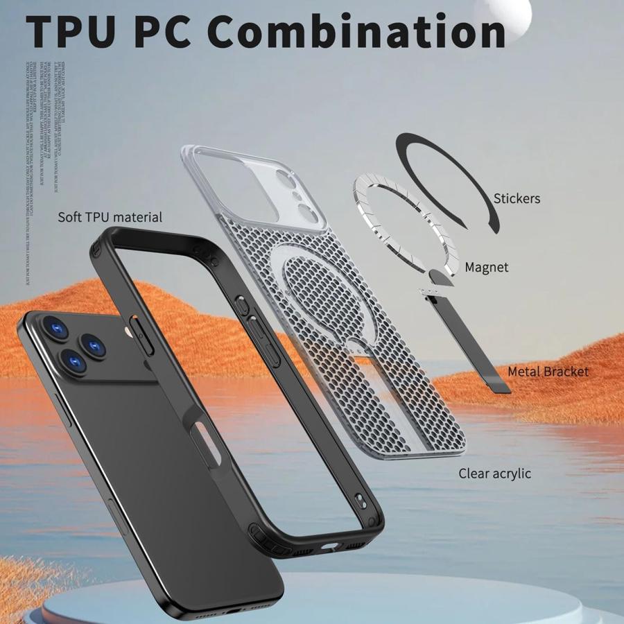 iphone17pro ケース iphone17 冷却 放熱 メッシュ iphone17promax