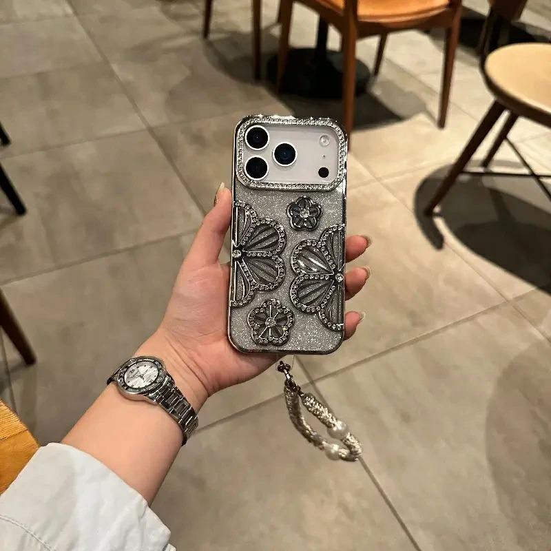 iphone17 ケース iphone17pro 耐衝撃 3Dフラワーデザイン