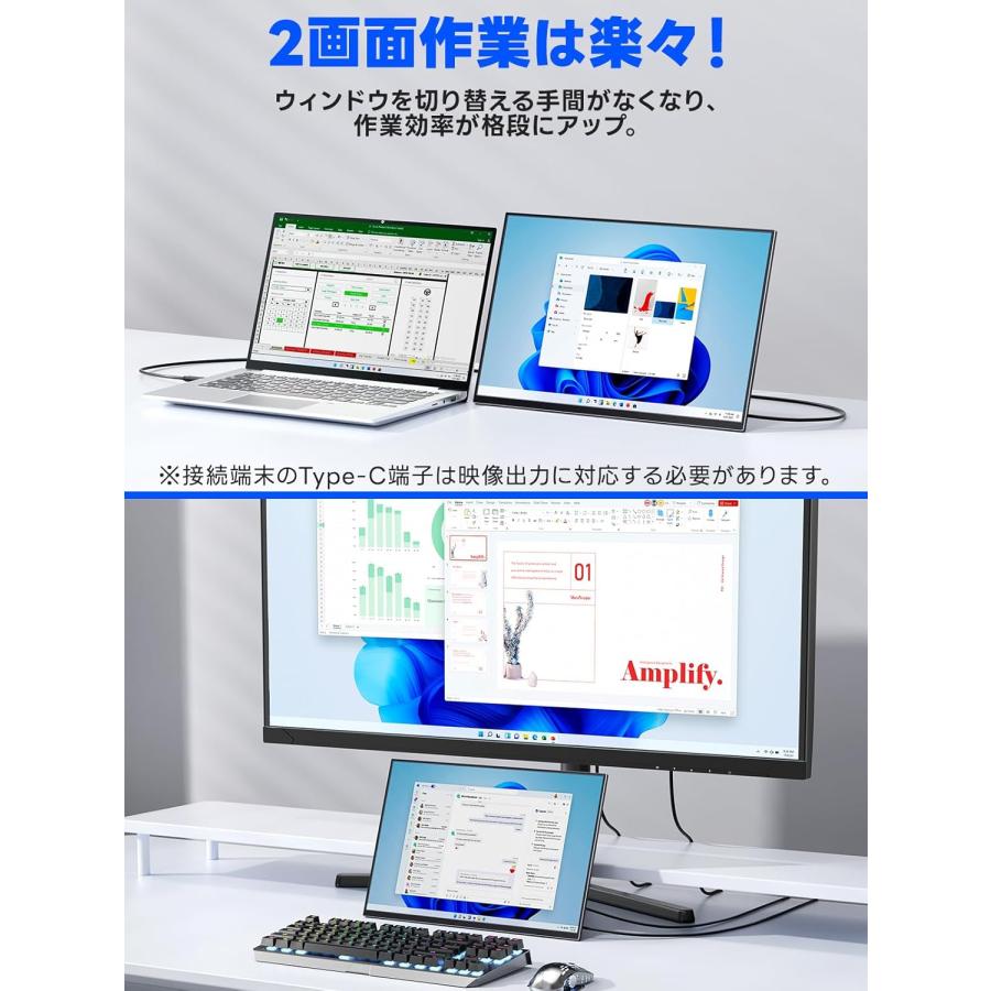 モバイルモニター 16インチ 2.5K 2560×1600 16:10 WQXGA 非光沢IPS