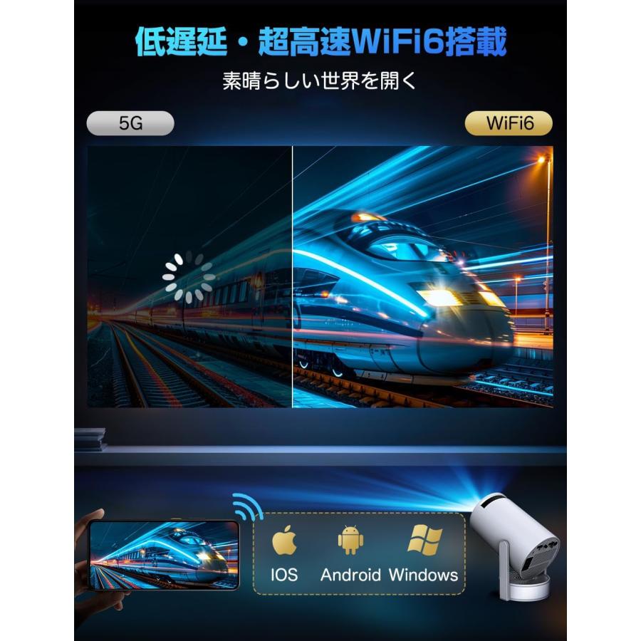 プロジェクター 家庭用 小型 Android TV 14搭載 天井投影 270度回転