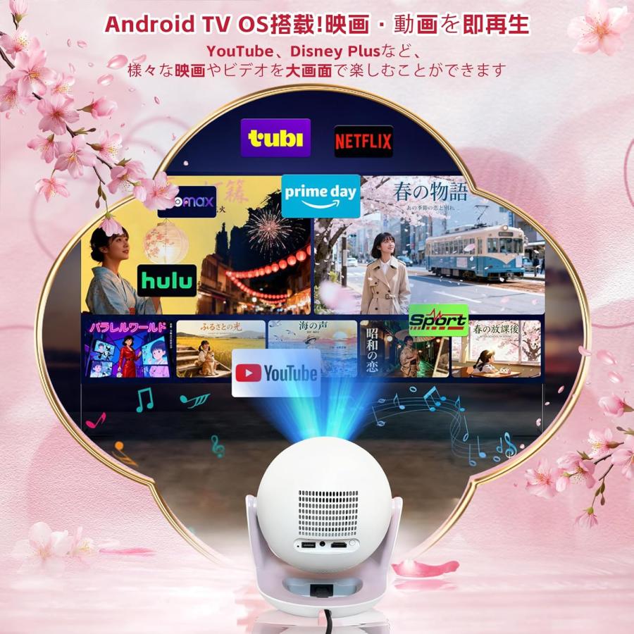 プロジェクター 小型 家庭用 Netflix対応 4K対応 WiFi6 Bluetooth5.4