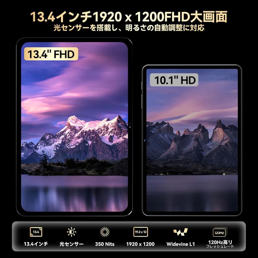 Android 16 タブレット 13インチ アンドロイド SIMフリー 120Hz 1920