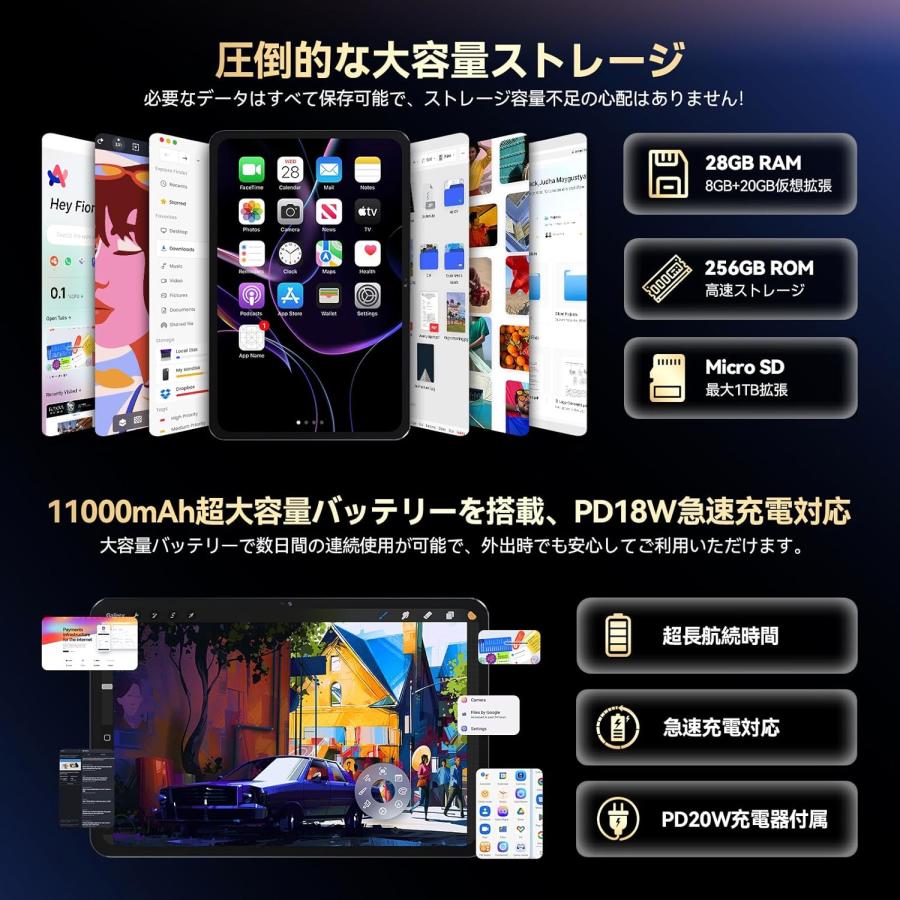 Android 16 タブレット 13インチ アンドロイド SIMフリー 120Hz 1920