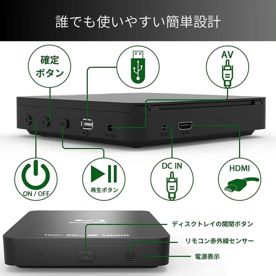 ポータブルブルーレイプレーヤー フルHD1080p DVDプレーヤー BD