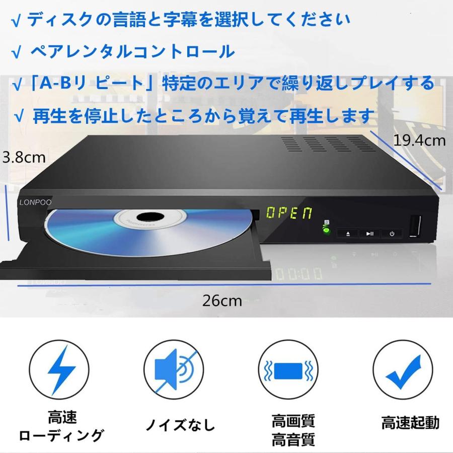 ブルーレイプレーヤー フルHD1080p DVDプレーヤー BDリージョンA/1 DVD