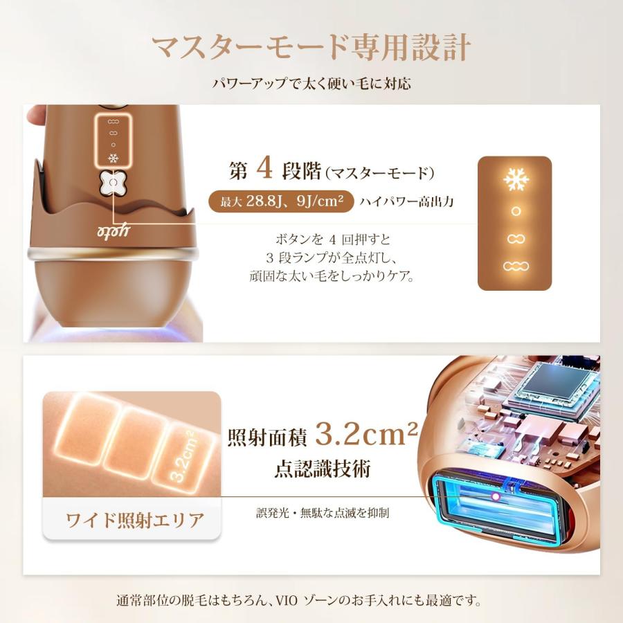 脱毛器 IPL 光美容器 サファイア冷却 10℃恒冷 28.8J トリプルパルス 4