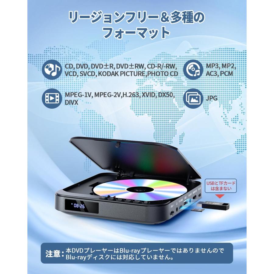 ミニDVDプレーヤー 非ブルーレイ 1080Pサポート DVD再生 CD再生