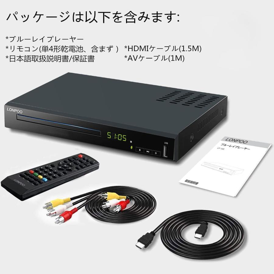 ブルーレイプレーヤー フルHD 1080p DVDプレーヤー Blu-rayリージョンA