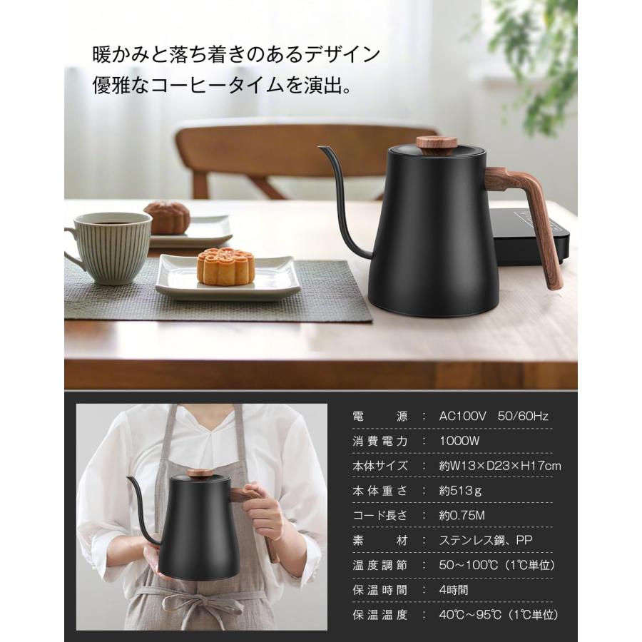 電気ケトル ガラス 温度調節 1℃単位 72時間保温 1.3L大容量 茶こし付き
