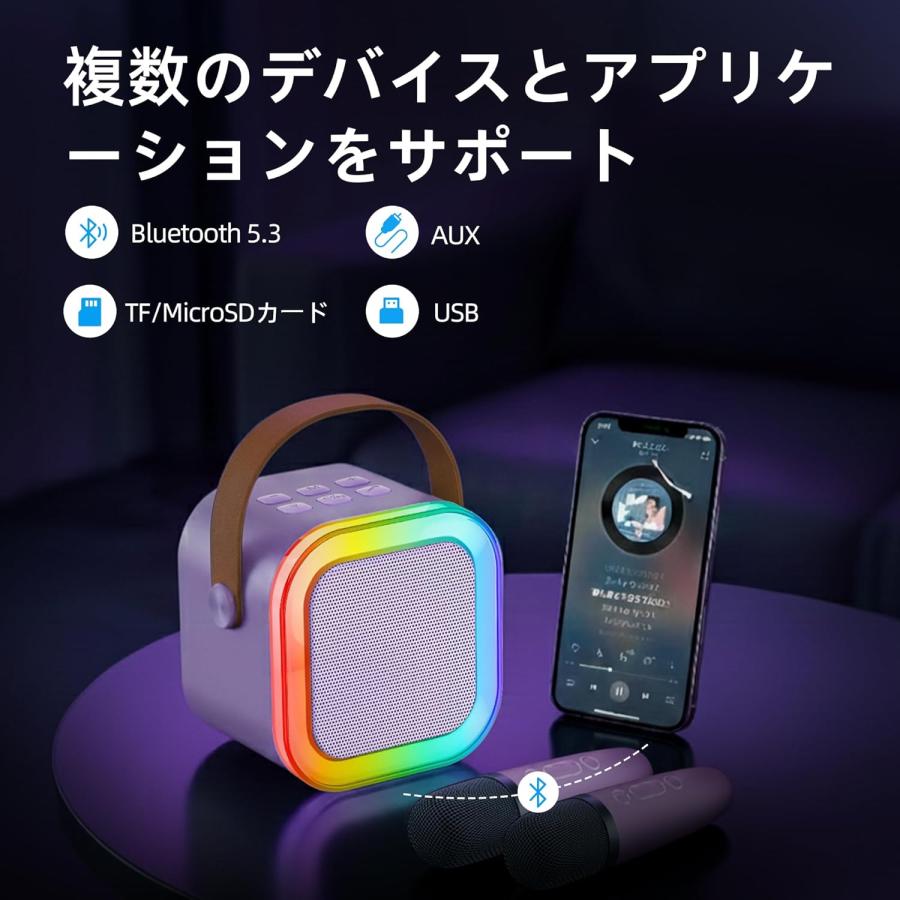 カラオケセット Bluetooth5.3 スピーカー ワイヤレス マイク2本 家庭用