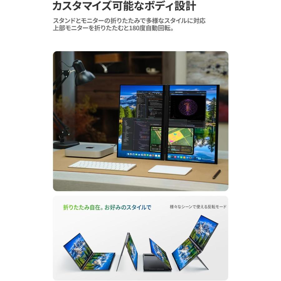 デュアルモバイルモニター 16インチ 14.2インチ 2画面 2520×1680 IPS