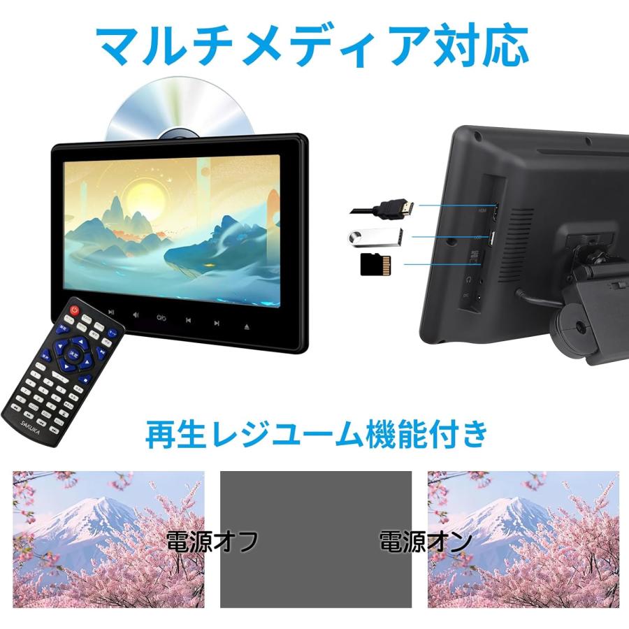 後部座席用10.6 インチ DVD プレーヤー ヘッドレストモニター DVDプレーヤー 10.6インチ CPRM対応 後部座席
