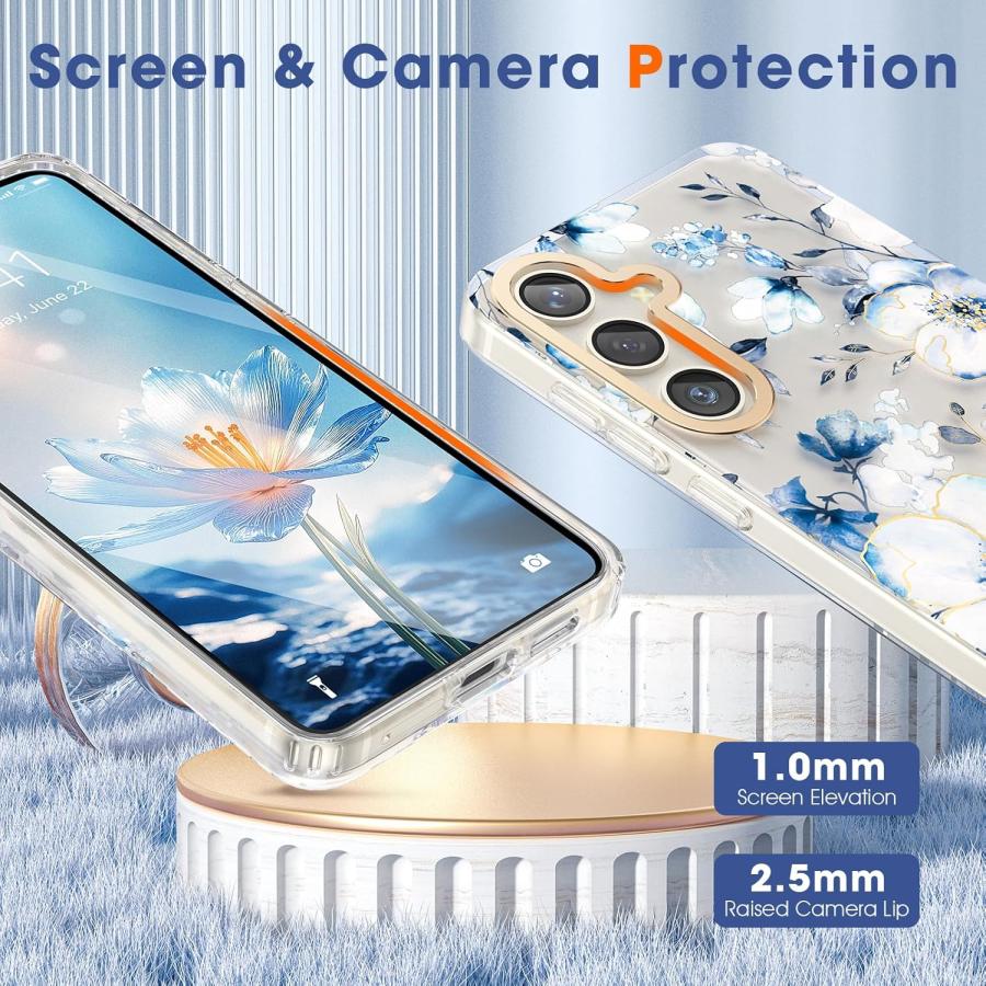 Galaxy S26 Ultra 256GB 国内版 ケース・フィルム付 Galaxy S26 ケース 花柄 ガラスフィルム付き Ultra SC-53G クリア