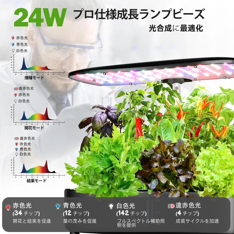 水耕栽培キット LED植物成長ライト スマートディスプレイ 簡単操作