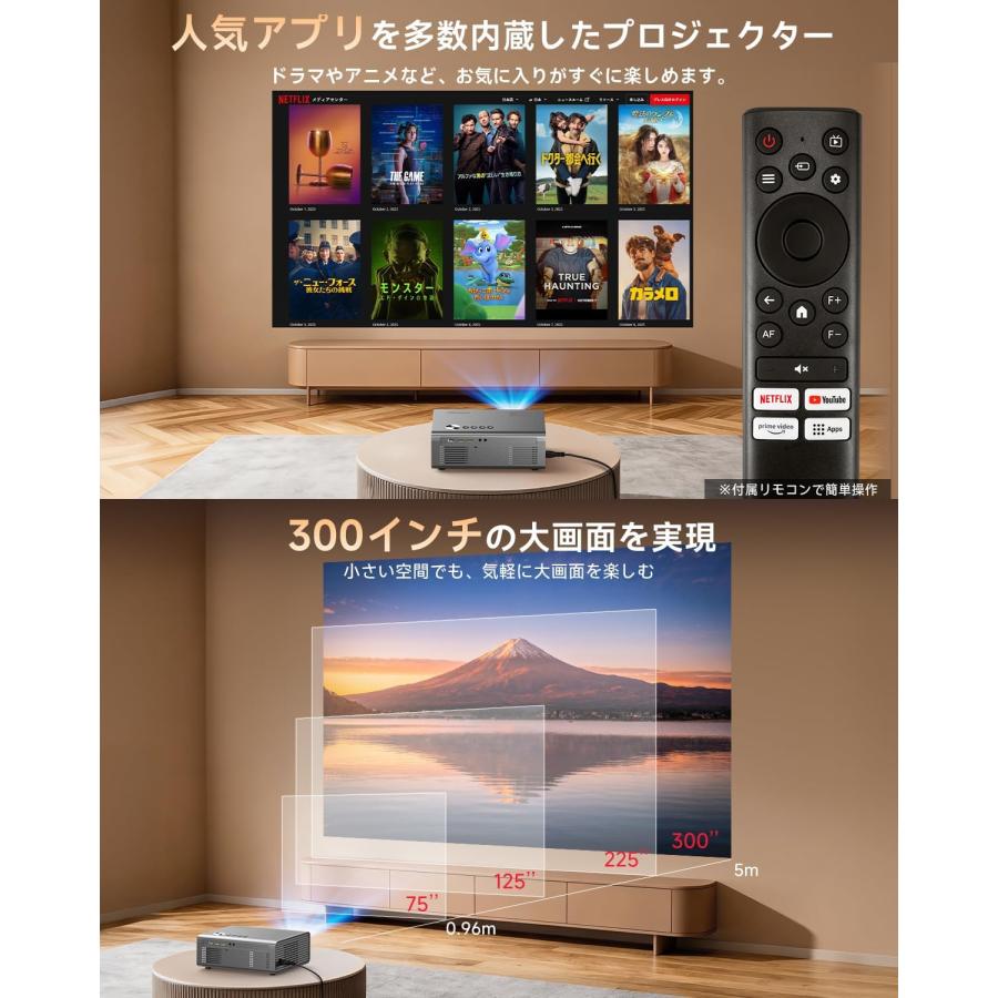 プロジェクター 家庭用 小型 ホームプロジェクター ネイティブ解像度