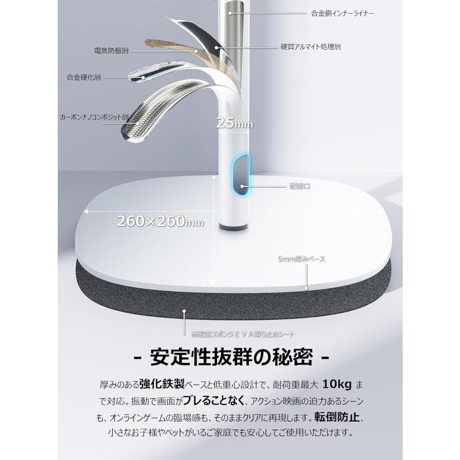プロジェクタースタンド 床置き 穴あけ不要 伸縮式 40-110cm無段階調整