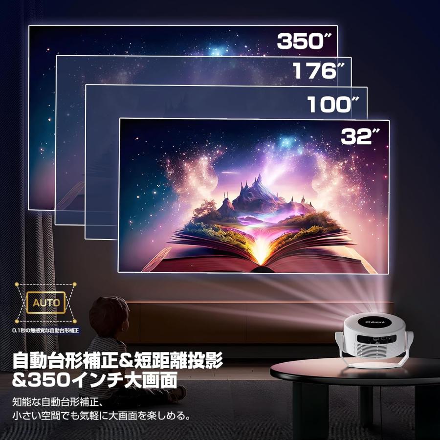 プロジェクター 家庭用 小型 1080P 8K対応 HDR高画質 1400ANSIルーメン