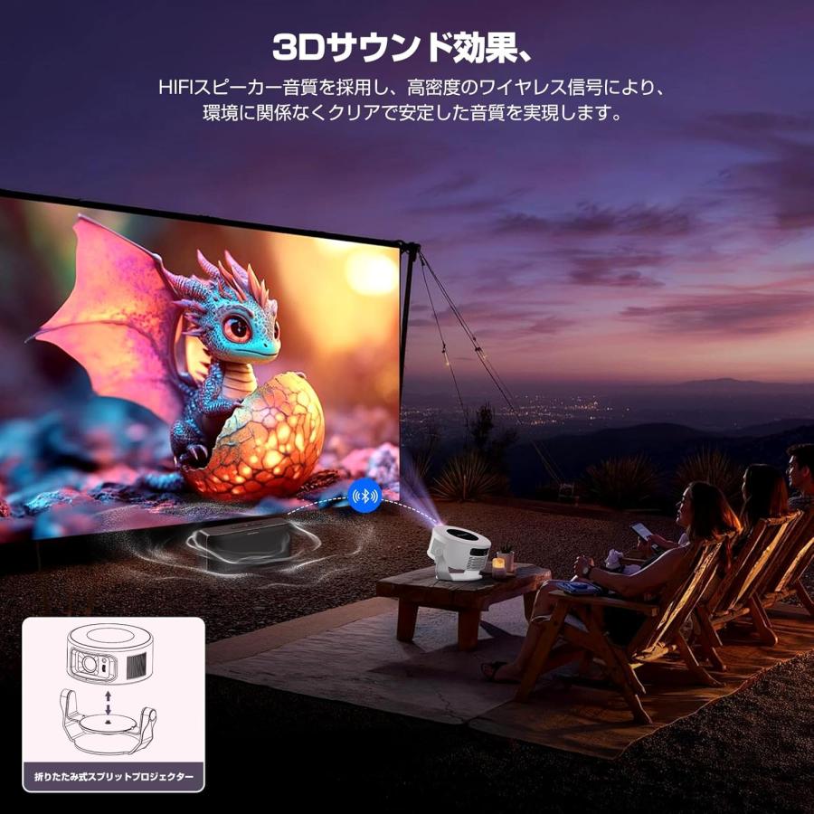 プロジェクター 家庭用 小型 1080P 8K対応 HDR高画質 1400ANSIルーメン