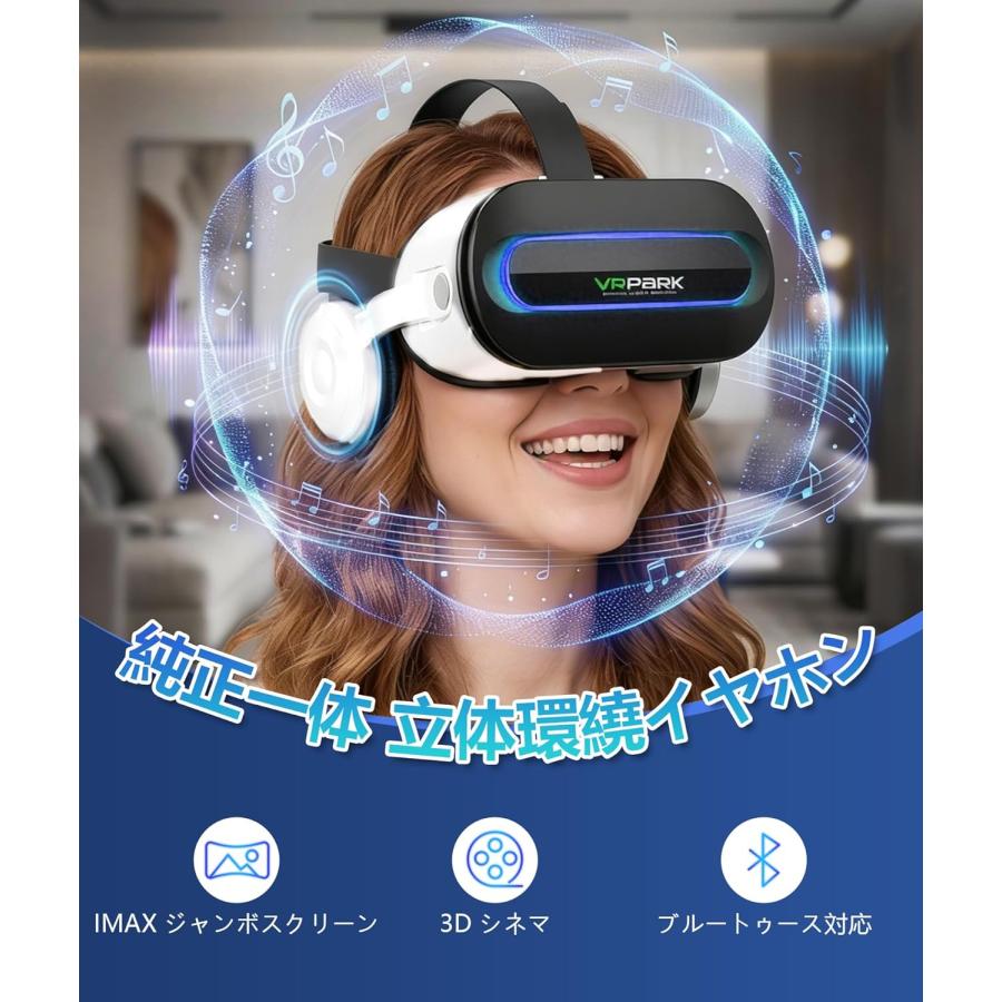 UNIS VRゴーグル キット ヘッドセット カードボート スマホ VRゴーグル ヘッドホン一体型 Bluetooth スマホ 視度調整可 1080P フル