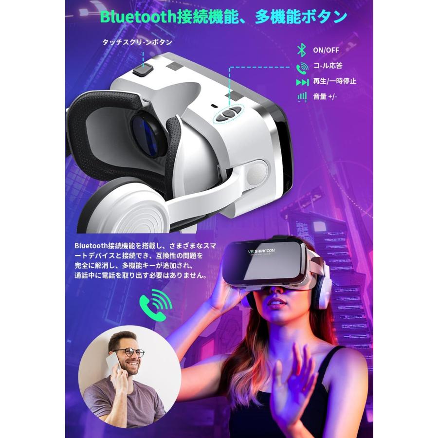 VRゴーグル VRヘッドセット ヘッドホン付き Bluetooth接続 ピント調節