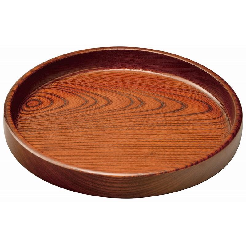 天然木製 欅 茶盆 9.0 （径26.5×4.3cm）日本製 21-29-1｜おぼん