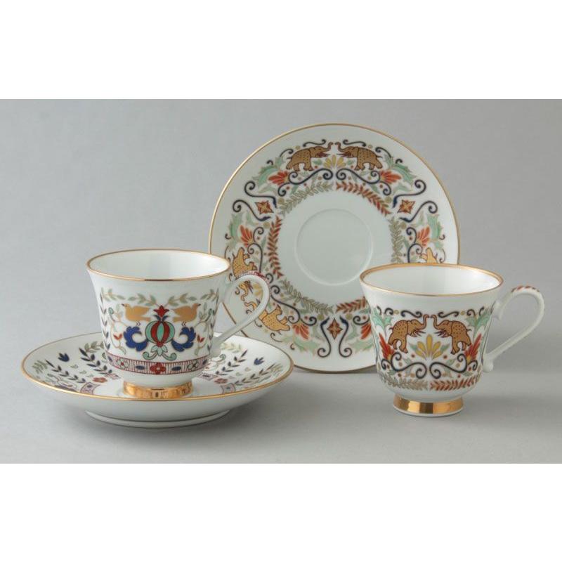 コーヒーカップ 有田焼 ペルシャ紋 (更紗・唐草)ペア珈琲碗皿 送料無料 Y179-180-W