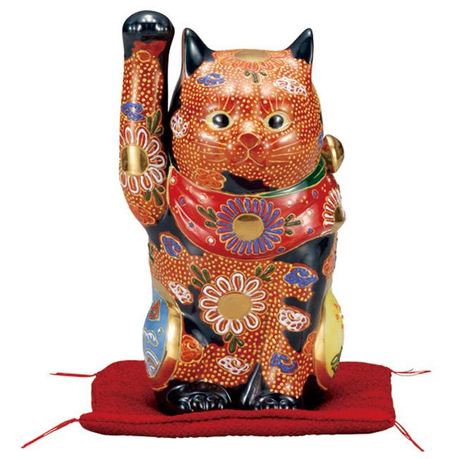 九谷焼 プレゼント ギフト 6号 招き猫 盛 布団付 右手 盛 布団付 右手 K7 1541 おしゃれ 商売 盛 縁起物 置物 ねこ まねき猫 ネコ インテリア プレゼント 開店祝い 彩庵ショップ 器茶房 飲食店 陶器 ギフト Kitno K7 1541