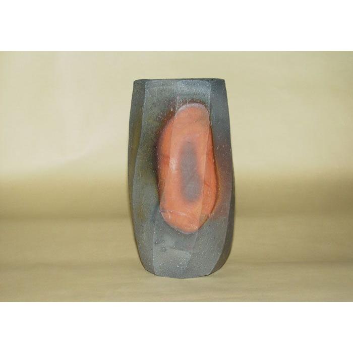 備前焼 柴岡信義作 窯変面取花入（信義-10）| おしゃれ 日本製 陶器