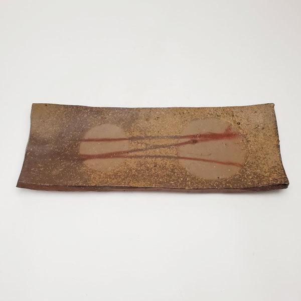 備前焼 堀江さつき作 長角皿（さつき-07）| おしゃれ 日本製 工芸品 山口県 和食器 焼物皿 長角皿 角皿 大皿 中皿 陶器 父の日 母の日 プレゼント ギフト 作家