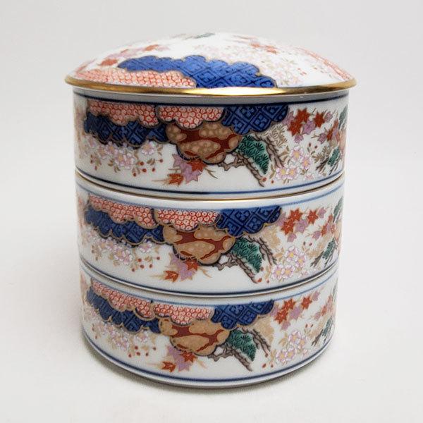 其泉窯 有田焼 春秋文 三段重(小)| 陶器 ミニ 重箱 3段 和食器 其泉窯 有田焼 春秋文 三段重(小)| 陶器 ミニ 重箱 3段 和食器