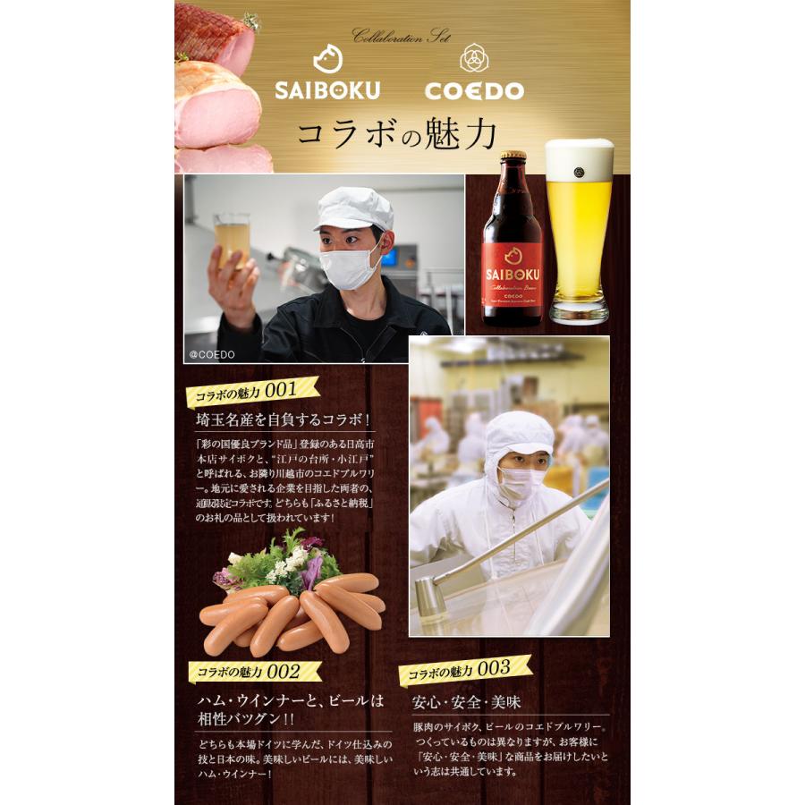ギフト ホワイトデー 内祝い 肉 ハム 【SAIBOKU×COEDO】コラボレーションビールセット デラックス 45TK お取り寄せグルメ 贈答品 おつまみ | サイボクゴールデンポーク | 06
