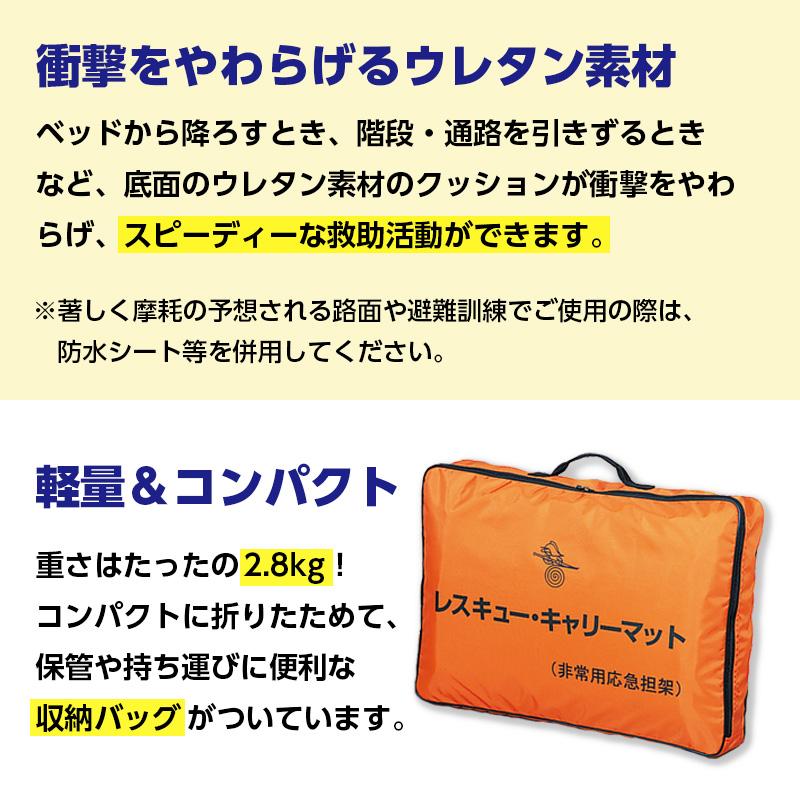 レスキュー キャリーマット 非常用応急担架 折り畳み 防災グッズ 担架 レスキューキャリーマット : 防災のサイボウ
