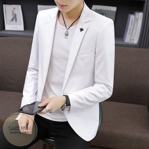 テーラードジャケット メンズ スーツ ジャケット 4色展開 長袖 1つボタン 無地 スリムフィット 韓国風 カジュアル おしゃれ かっこういい 通勤 ビジネスジャケット サイズ Xxxxl Myleet Com