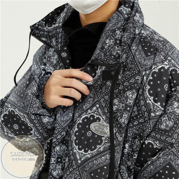 ジャケット メンズ 中綿ジャケット アウター 中綿コート スタンドカラー ジップアップ 秋冬新作 総柄 黒 防寒コート 厚手 保温 91 Off