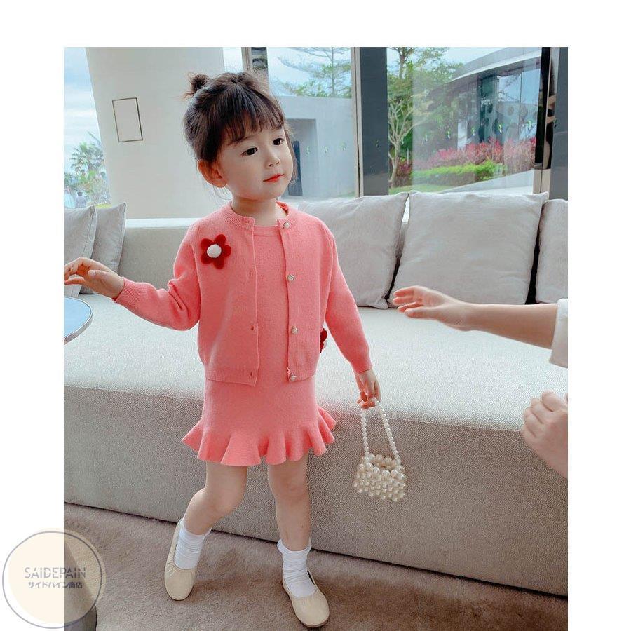 子供服 セットアップ キッズ 女の子 春秋 長袖 2点セット おしゃれ 長袖 春秋 ニットセーター アウター 袖なしワンピース 通学 入学 卒業 可愛い 選ぶなら