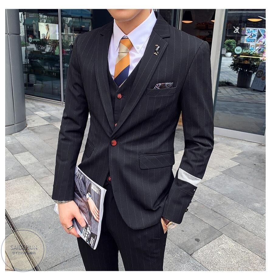 メンズスーツ カジュアル 3点セットスーツ ダブルボタンスーツ 3ピーススーツ ビジネススーツ 結婚式 成人式 卒業式 就職活 披露宴 紳士服 冠婚葬祭 二次会 1年保証