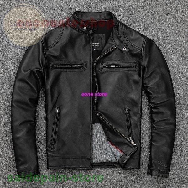 革ジャン レザージャケット メンズ 本革 バイク ライダース 羊革 シングル ショート スリムタイプ 細身 ブランド ジャケット ミリタリー レザー コート 新品本物