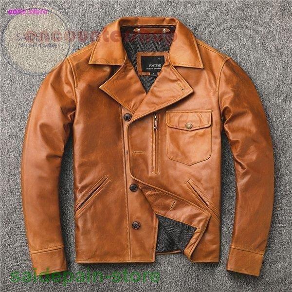 革ジャン レザージャケット メンズ 本革 バイク ライダース 羊革 ダブル ミディアム スリムタイプ 細身 ブランド ジャケット ミリタリー レザーコート 直営ストア