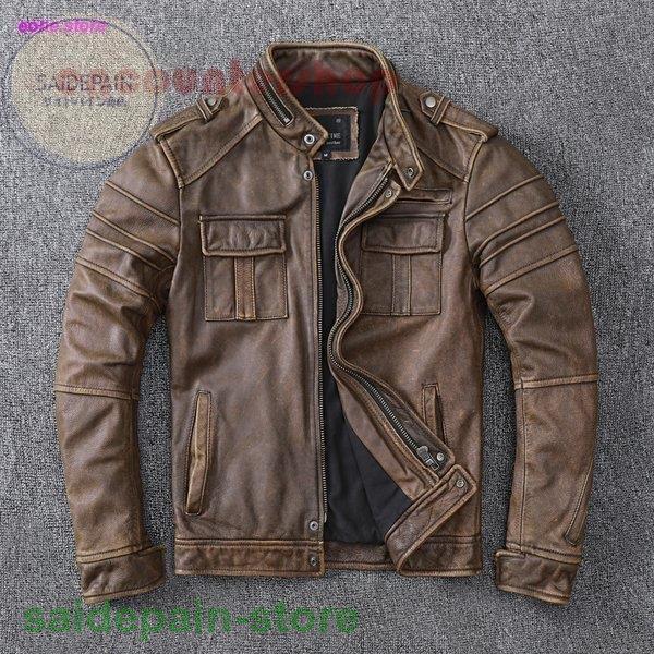 革ジャン レザージャケット メンズ 本革 バイク ライダース 牛革 シングル ショート スリムタイプ 細身 ブランド ジャケット ミリタリー レザーコート 売れ筋ランキング