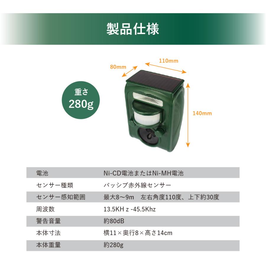公式】 害獣撃退器 超音波 ソーラー 害獣 害鳥 野鳥 動物除け