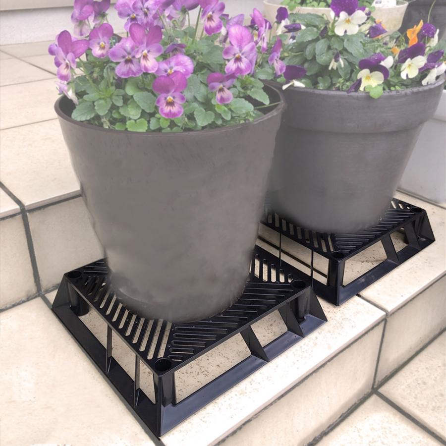 ブラックベース 24cm フラワースタンド 四角 第一ビニール : 菜園